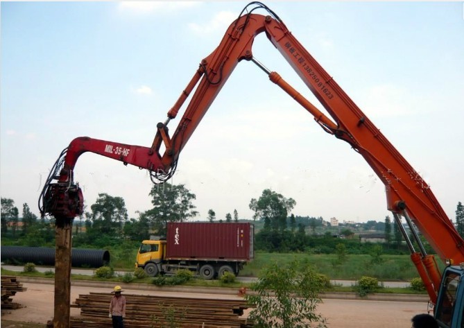 挖掘機(jī)打樁臂、打樁臂、打樁錘、挖掘機(jī)打樁臂廠家